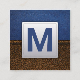 Blauleder   Stitched Brown Leather Quadratische Visitenkarte