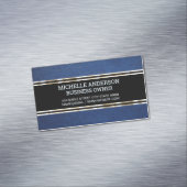Blauledertextur | Gold Trim Metallic Foil Magnetische Visitenkarte (Beispiel)