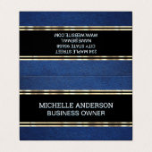 Blauledertextur | Gold Trim Metallic Foil Visitenkarten (Außenseite Aufgefaltet)