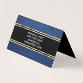 Blauledertextur | Gold Trim Metallic Foil Visitenkarten (Rückseite)