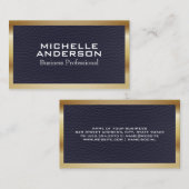 Blauledertextur | Metallgrenze Visitenkarte (Vorne/Hinten)