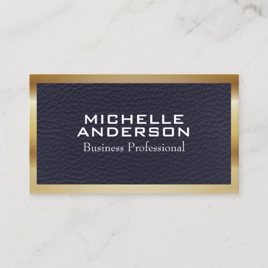 Blauledertextur | Metallgrenze Visitenkarte (Vorderseite)