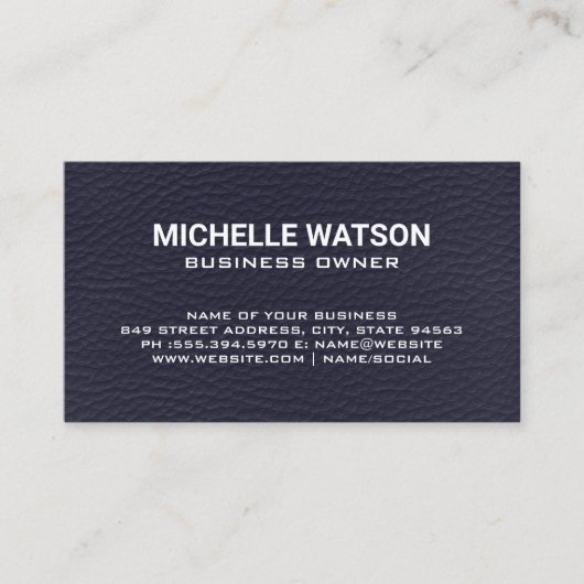 Blauledertextur Visitenkarte (Vorderseite)