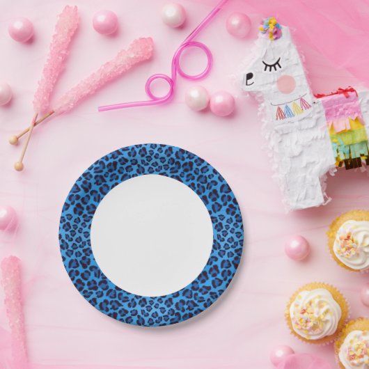 Blauleopartextur Pappteller (Party)