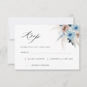 bläulich-beigefarbene Pampas-Blütenkarte RSVP Karte (Vorderseite)