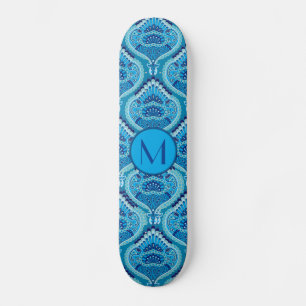 Bläulich - Gefiederte Paisley Skateboard