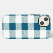 Bläulich Grün Gingham Karomuster iPhone Hülle (Rückseite (Horizontal))