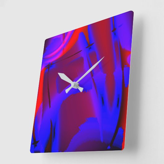 Bläulich zugeschnittene digitale Farbvergrößerung  Quadratische Wanduhr (Winkel)