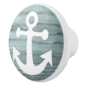 Bläuliche Holztäfelung mit Nautical Anchor drucken Keramikknauf (Rechts)