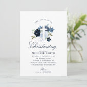 bläuliche Taufe Einladung (Stehend Vorderseite)