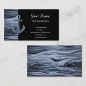 Bläulicher grauer Watercolor-Glitzer-nautischanker Visitenkarte (Vorne/Hinten)