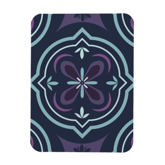 bläuliches Blumenfliesenmuster Magnet (Vertikal)