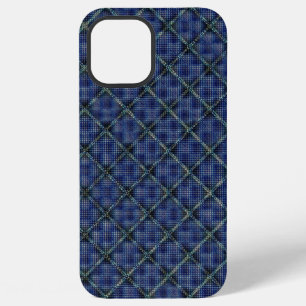 Bläuliches kariertes Quadrat mit pixeligen Punkten iPhone 12 Pro Max Hülle