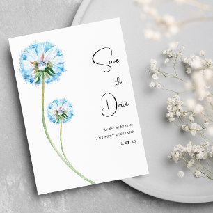 Blaulila-grüne Leuchte mit Blumenbezug Save the Da Einladung