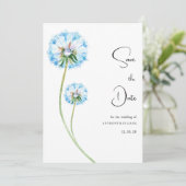 Blaulila-grüne Leuchte mit Blumenbezug Save the Da Einladung (Stehend Vorderseite)