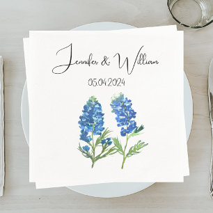Blaulüßchen Texas-Blumen-Aquarell Florale Hochzeit Serviette