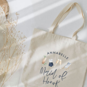 Blaumädchenhafte moderne Cocktail-Script-Trauzeugi Tragetasche