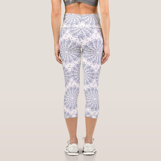 Blaumandala-Muster Capri Leggings (Rückseite)