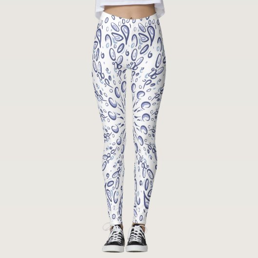 Blaumandala-Muster Leggings (Vorderseite)