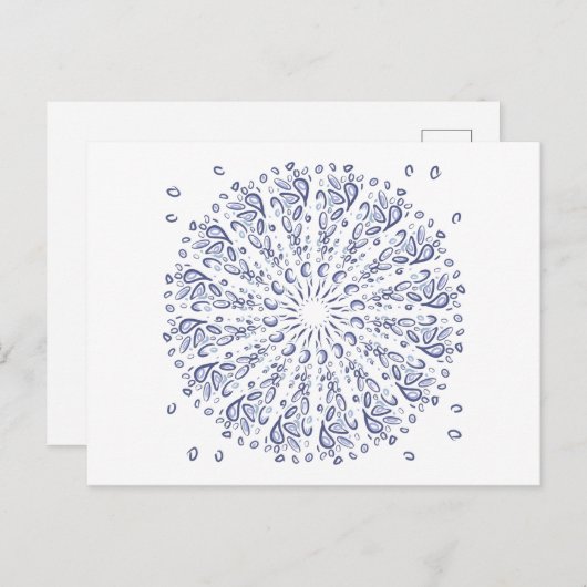 Blaumandala-Muster Postkarte (Vorne/Hinten)