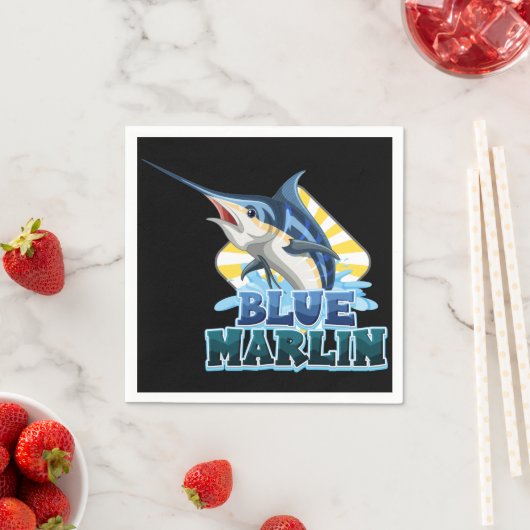 Blaumarlin-Fischhemd mit Kartonzeichen Serviette (Beispiel)