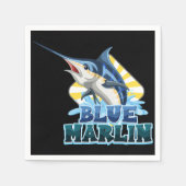 Blaumarlin-Fischhemd mit Kartonzeichen Serviette (Vorderseite)