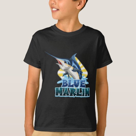 Blaumarlin-Fischhemd mit Kartonzeichen T-Shirt (Vorderseite)