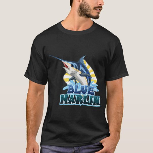 Blaumarlin-Fischhemd mit Kartonzeichen T-Shirt (Vorderseite)