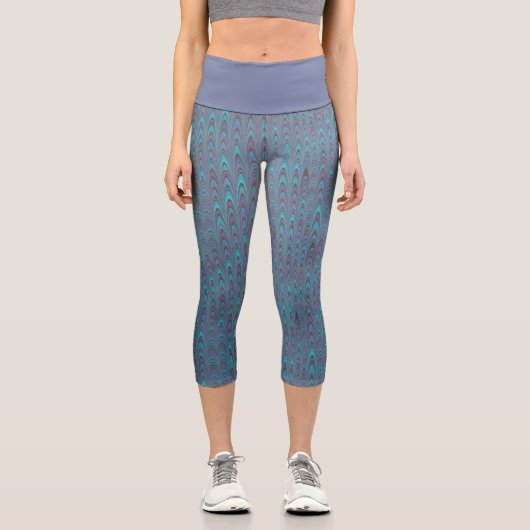 Blaumarmormuster Capri Leggings (Vorderseite)
