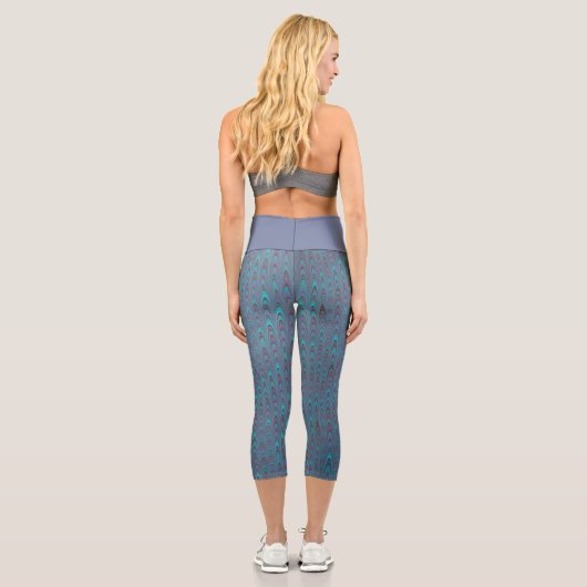 Blaumarmormuster Capri Leggings (Rückseite)