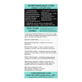 Blaumassage und Wellness-Center-Broschüre Werbekarte