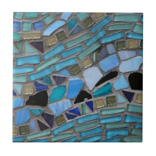 Blaumeer-Glas-Mosaik Fliese (Vorderseite)