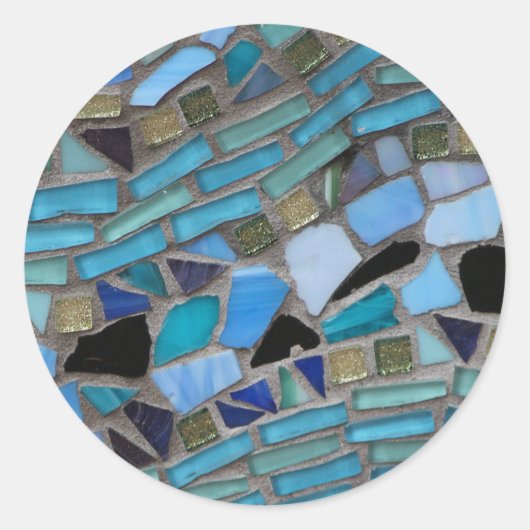 Blaumeer-Glas-Mosaik Runder Aufkleber (Vorderseite)