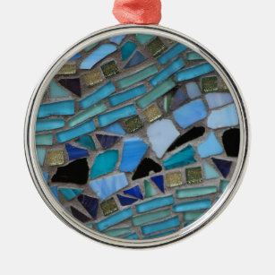 Blaumeer-Glas-Mosaik Silbernes Ornament