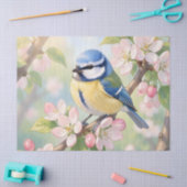 Blaumeise auf Apfelbaum-Frühlingsdecoupage Seidenpapier (Basteln)