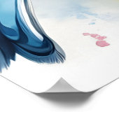 Blaumeise auf Apfelbaum im Frühling, Aquarell Poster (Ecke)