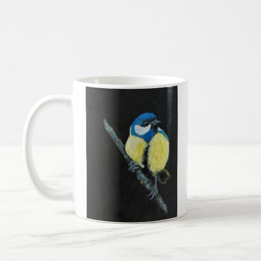 Blaumeise auf Ast Kunst-Mokkatasse Kaffeetasse (Links)