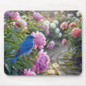 Blaumeise auf einer rosa Pfingstrose Mousepad (Vorne)