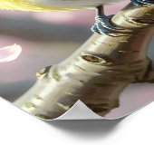 Blaumeise auf Kirschblütenbaum Frühling Poster (Ecke)