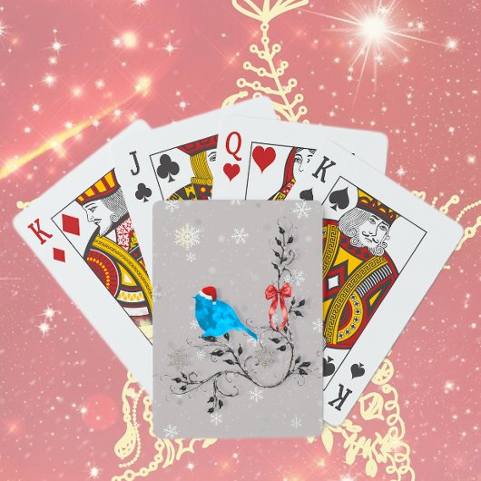 Blaumeise beobachtet eine Schneeflocke Spielkarten