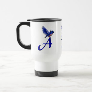 Blaumeise-Monogramm Anfangsbuchstabe A Elegant Per Reisebecher