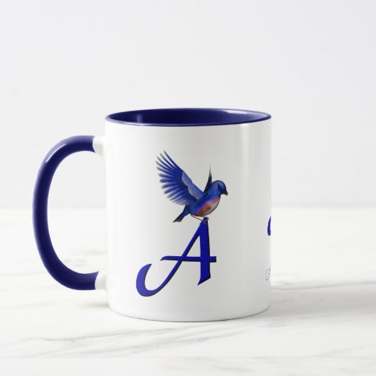 Blaumeise-Monogramm Anfangsbuchstabe A Elegant Per Tasse (Links)