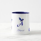 Blaumeise-Monogramm Anfangsbuchstabe A Elegant Per Tasse (Zentrum)