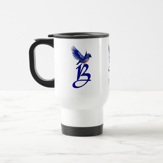 Blaumeise-Monogramm Anfangsbuchstabe B Elegant Per Reisebecher (Links)