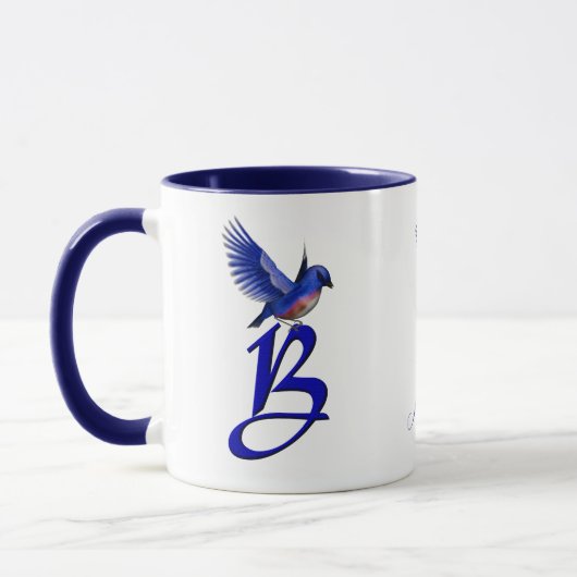 Blaumeise-Monogramm Anfangsbuchstabe B Elegant Per Tasse (Links)
