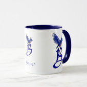 Blaumeise-Monogramm Anfangsbuchstabe B Elegant Per Tasse (VorderseiteRechts)