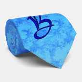 Blaumeise-Monogramm Anfangsbuchstabe B Krawatte (Gerollt)