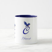 Blaumeise-Monogramm Anfangsbuchstabe C Elegant Per Tasse (Zentrum)