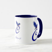Blaumeise-Monogramm Anfangsbuchstabe C Elegant Per Tasse (VorderseiteRechts)