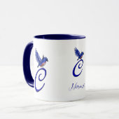 Blaumeise-Monogramm Anfangsbuchstabe C Elegant Per Tasse (Vorderseite Links)